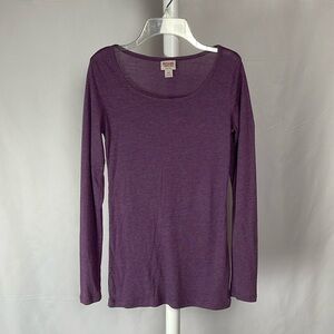 4/$16 Purple Fitted Long Sleeve Tee Shirt Ribbed Knit Top Lightweight Women’s S